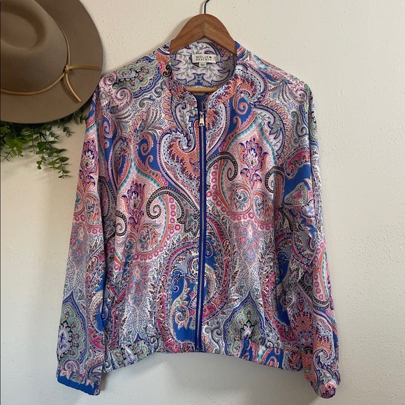 Molly Bracken Paisley Print Women's Bomber Jacket Women’s Sz Large - Picture 4 of 12
